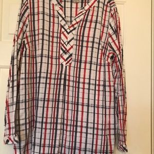 Christoper & Banks red, navy & white tunic with pockets